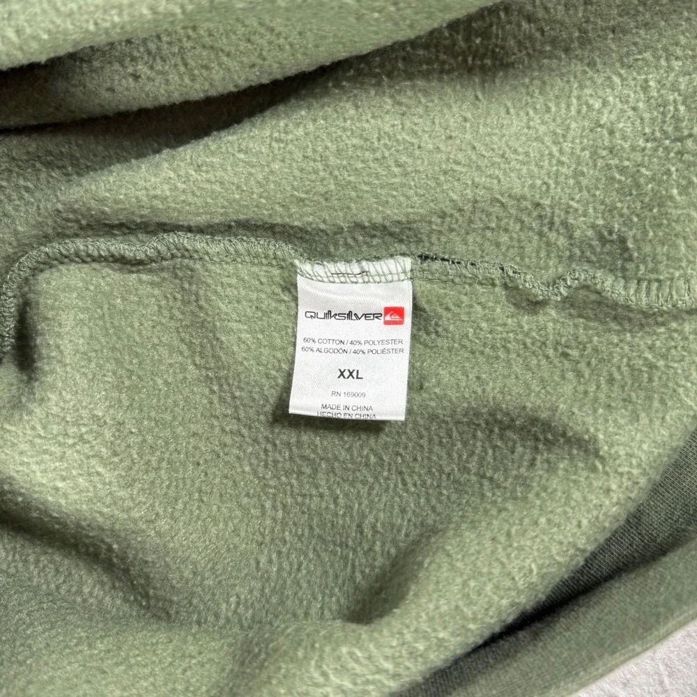 Quiksilver Mens XXL Olive Green Fleece Crewneck Logo Sweatshirt Pullover